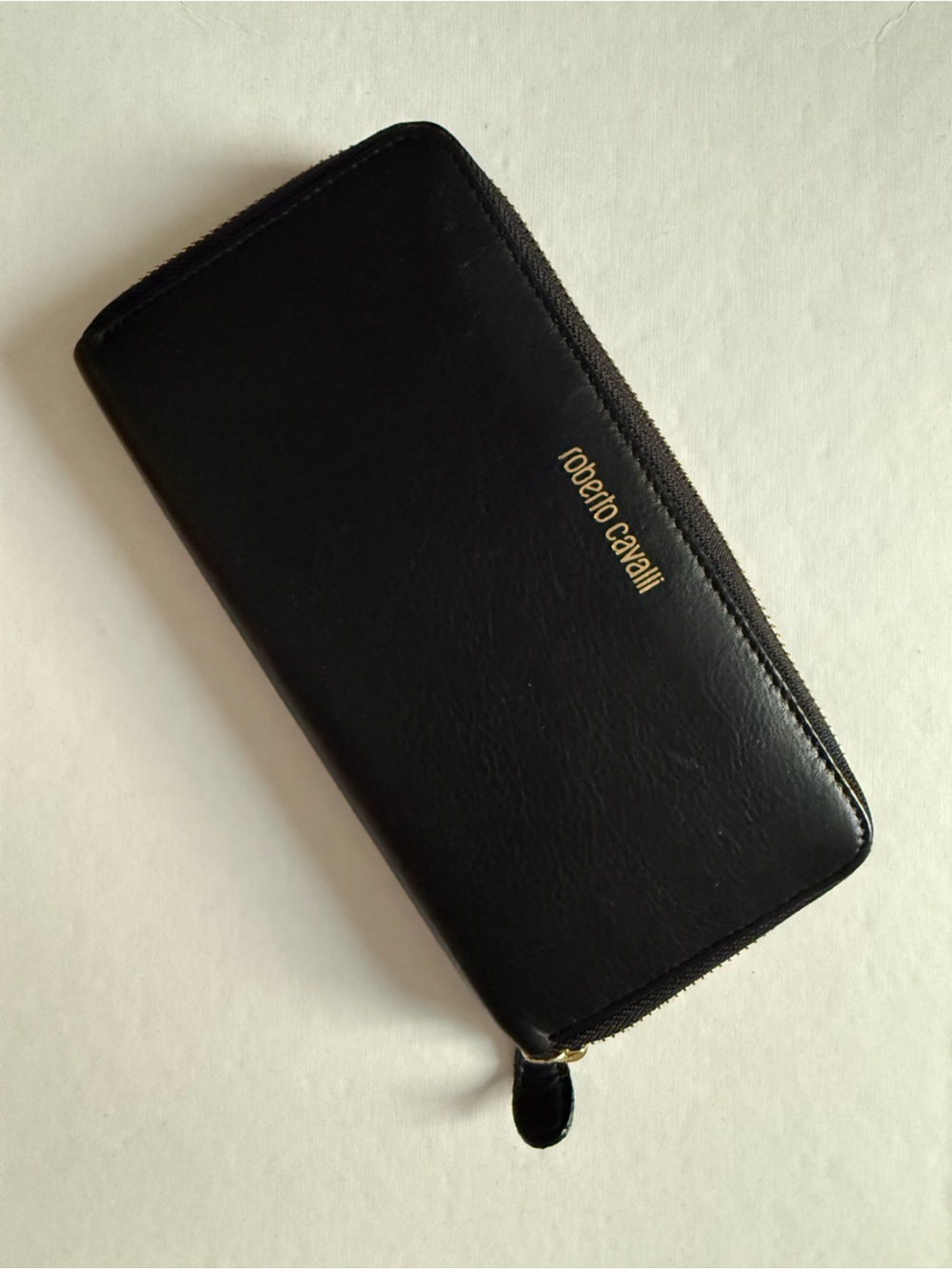 Roberto Cavalli CBK Leather Zip Wallet Black